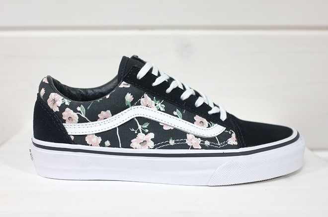 vans old skool vintage floral blue graphite