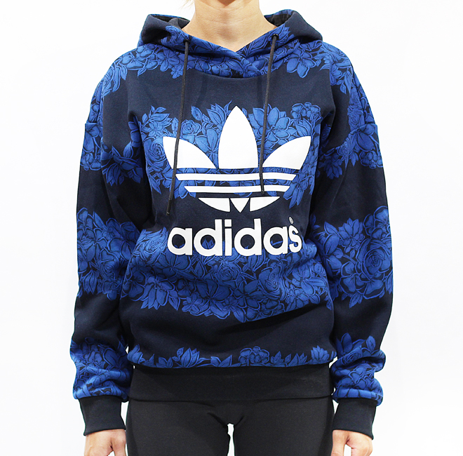 Adidas blue floral hoodie sale