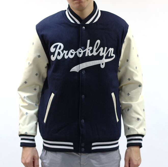 Majestic Katter Letterman Jacket Brooklyn Nets Boardvillage
