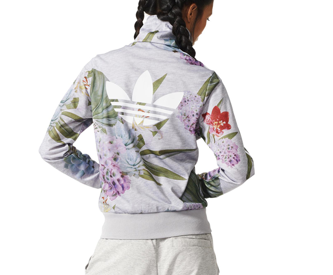 Adidas grey floral jacket shop