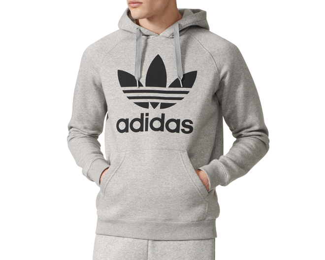 adidas originals trefoil hoodie grey