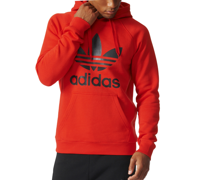 adidas originals trefoil hoodie in red