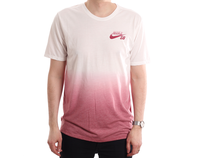 Nike Sb Dri Fit Tee Dip Dye White Team Red Boardvillage