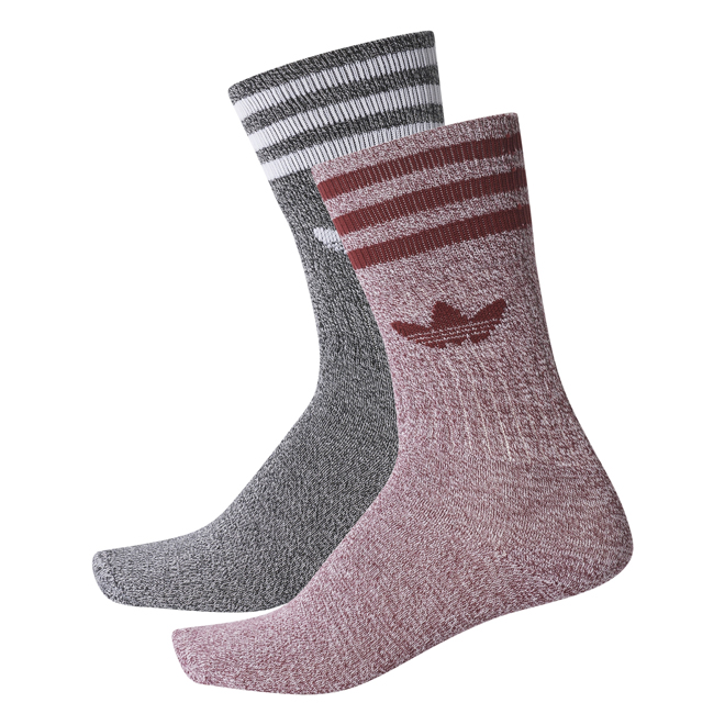 Adidas Solid Crew Socks Melange 2Pack Grey / Maroon Boardvillage Streetwear Suomalainen