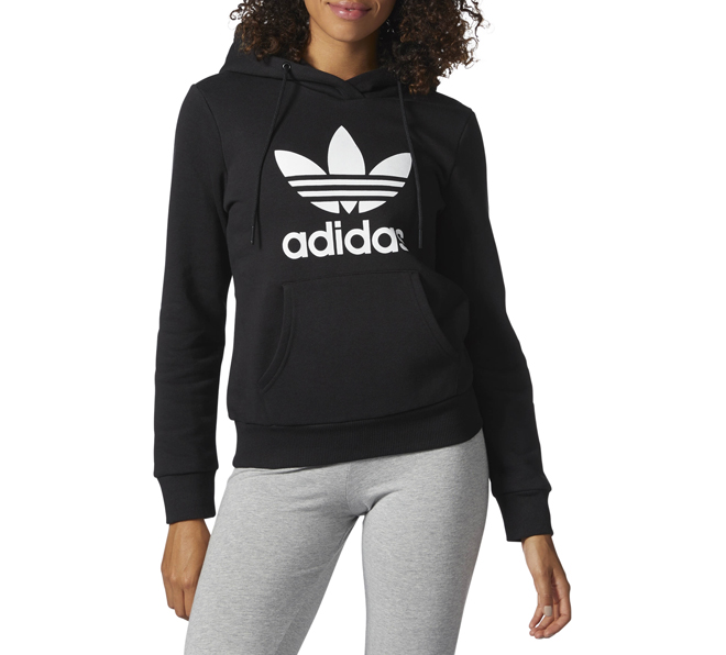 adidas trefoil hoodie black womens