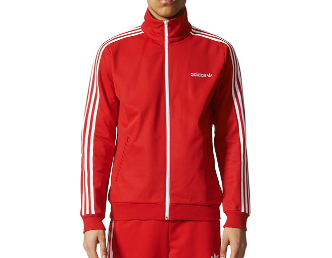 adidas beckenbauer jacket red