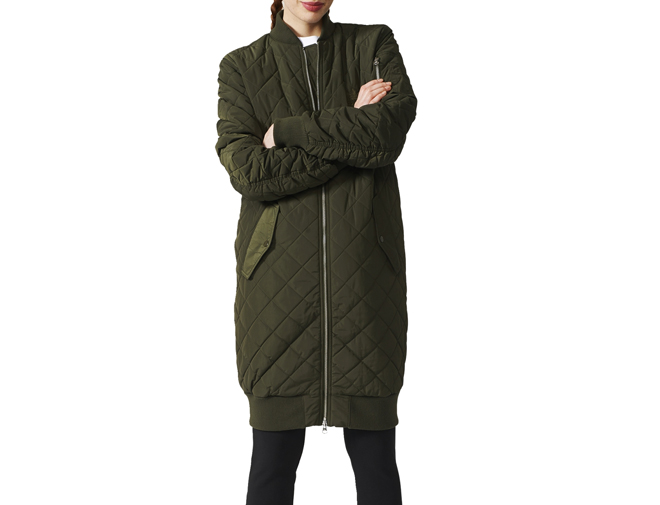 Adidas Womens Long Quilted Bomber 