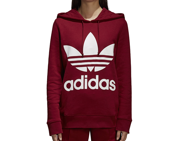 adidas women's trefoil hoodie burgundy