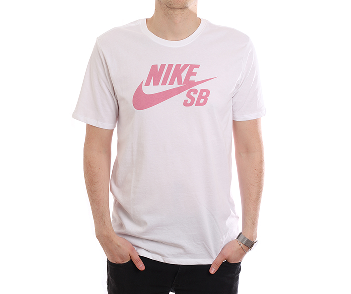 white & pink nike shirt