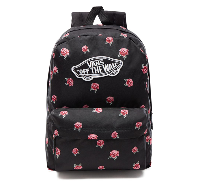 vans realm backpack black rose