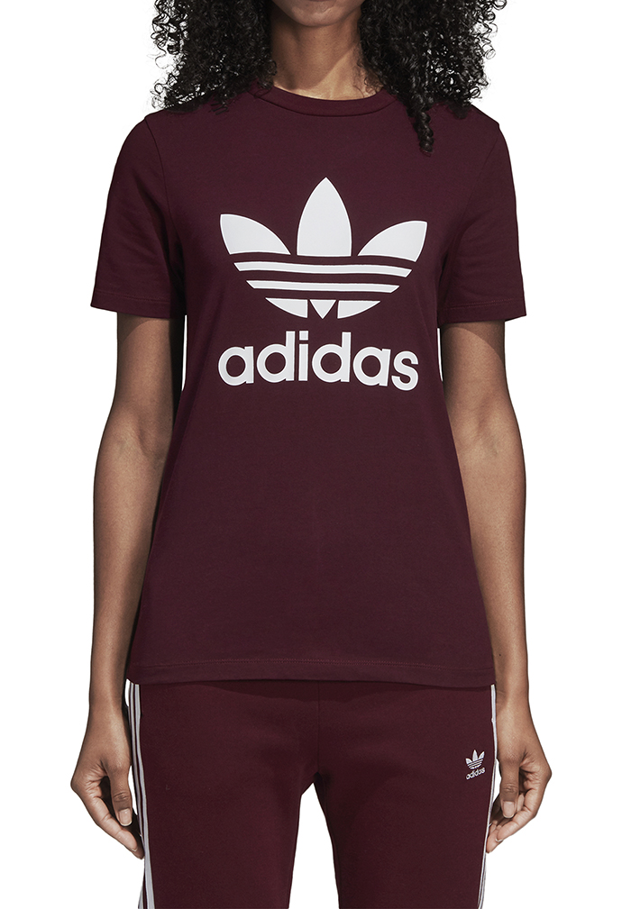 adidas trefoil tee maroon