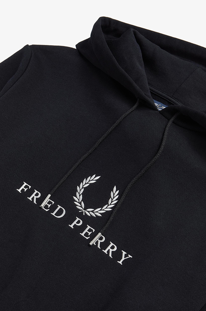 Fred Perry Embroidered Hooded Sweatshirt Black - Boardvillage Streetwear |  Suomalainen Katumuodin Verkkokauppa