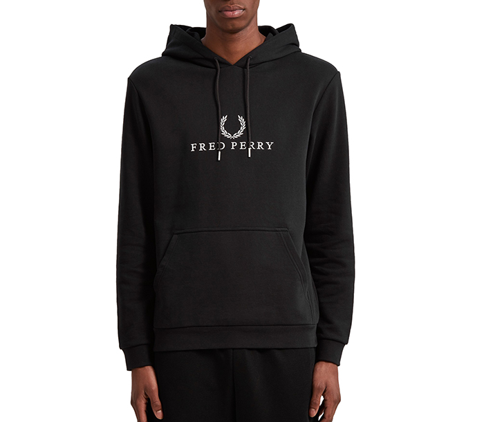 Fred Perry Embroidered Hooded Sweatshirt Black - Boardvillage Streetwear |  Suomalainen Katumuodin Verkkokauppa