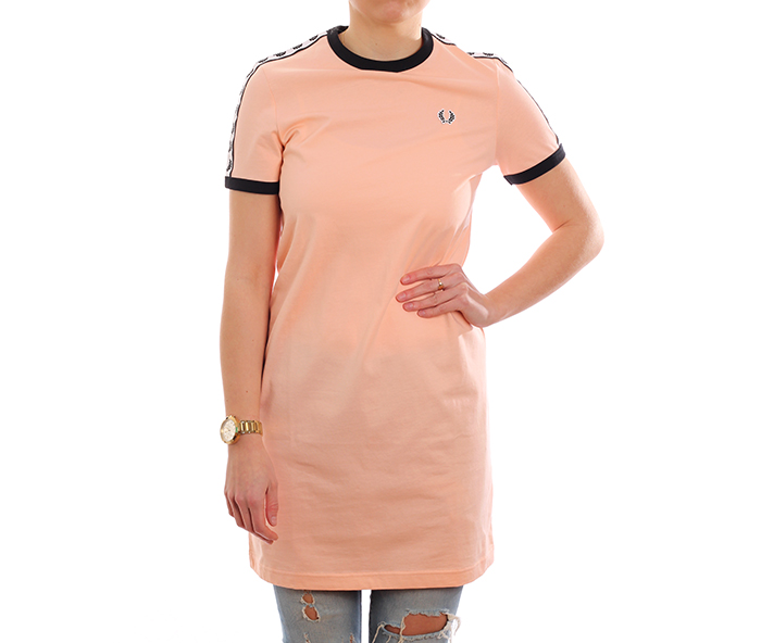 Fred Perry Womens Taped Ringer T-Shirt Dress Iced Coral - Boardvillage Streetwear | Suomalainen 