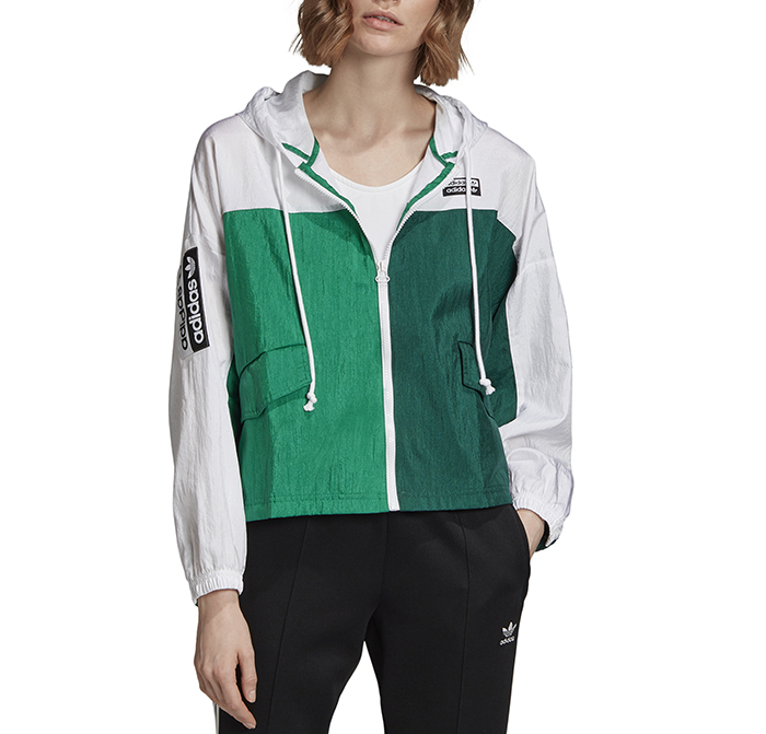 Adidas Womens Windbreaker White / Bold Green - Boardvillage
