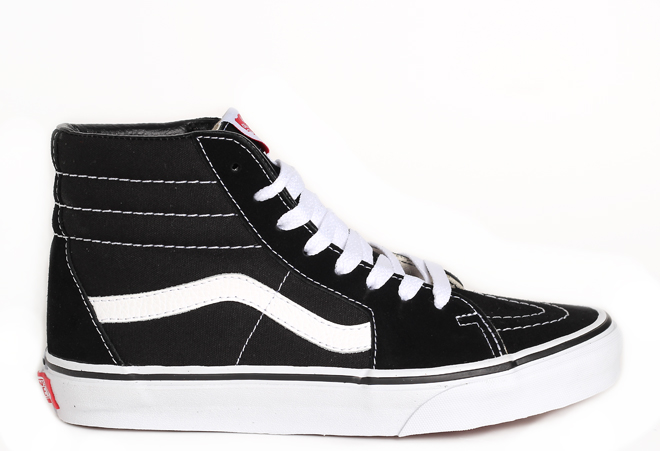 vans sk8 hi white with black stripe