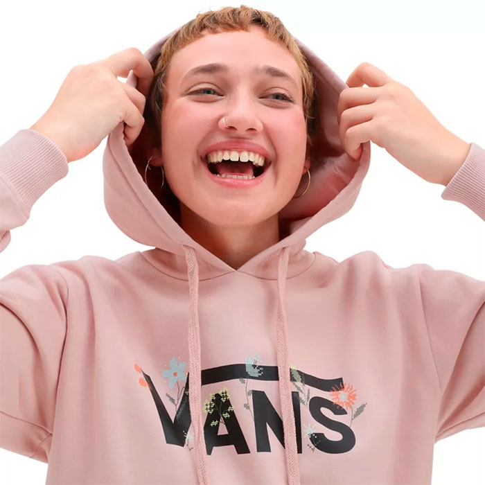 Vans hoodie with roses hotsell