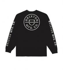 Brixton Crest L/S T-Shirt Black / Mineral Grey / White