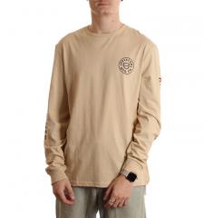 Brixton Crest L/S T-Shirt Cream / Flint Blue / Barn Red