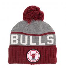 Mitchell & Ness Cuffed Chicago Bulls Bobble Beanie Grey / Burgundy