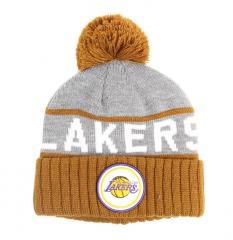 Mitchell & Ness Cuffed LA Lakers Bobble Beanie Grey / Olive