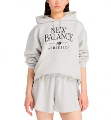 New Balance Womens Trackside Fleece Hoodie Ash Heather