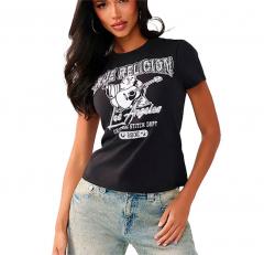 True Religion Crystal Buddha Crew Neck T-Shirt Jet Black