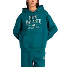 New Balance Womens Trackside Fleece Hoodie Medusa Green / Sea Salt