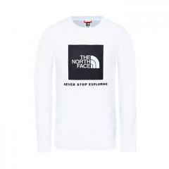 The North Face Youth L/S Box Logo Tee TNF White