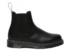 Dr. Martens 2976 White Stitch Leather Chelsea Boots Black Smooth