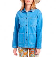 Brixton Womens Detroit Round Collar Chore Coat 70s Blue