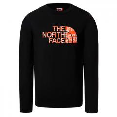 The North Face Youth L/S Easy Tee TNF Black / Red Orange