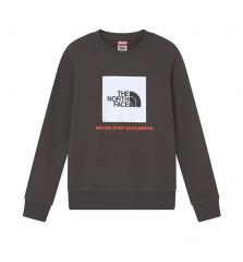 The North Face Youth Box Crew Asphalt Grey / Red Orange