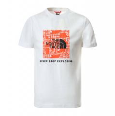 The North Face Youth Box Tee TNF White / Red Orange 