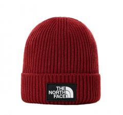 The North Face Logo Box Cuffed Beanie Brick House Red