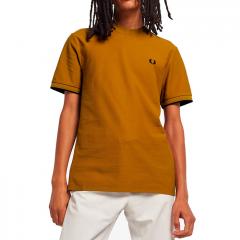 Fred Perry Broken Tipped Pique T-Shirt Dark Caramel