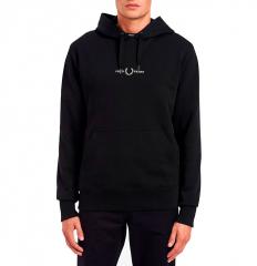 Fred Perry Embroidered Hooded Sweatshirt Black