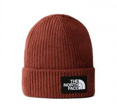 The North Face Logo Box Cuffed Short Beanie Dark Oak
