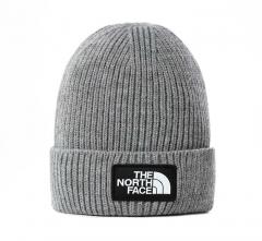 The North Face Logo Box Cuffed Short Beanie TNF Medium Grey Heather