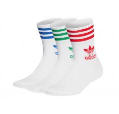 Adidas Mid-Cut Crew Socks 3-Pack White / Scarlet