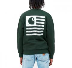 Carhartt WIP Label State Flag Sweatshirt Dark Cedar / White