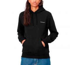 Carhartt WIP Hooded Script Embroidery Sweatshirt Black / White