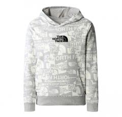 The North Face Youth Drew Peak Light Hoodie Medium Grey / TNF Print