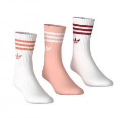 Adidas 3 Stripes Crew Socks 3-Pack White / Pink / Orange Red