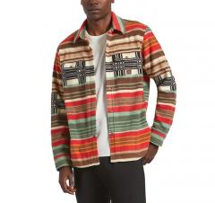 Brixton Bowery Arctic Stretch Fleece Shirt Multi Blanket Stripe