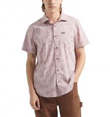 Brixton Charter Print Shirt Dark Pink / Silver Crackle Paint