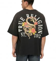True Religion Floral Snake Heavyweight Oversized T-Shirt Jet Black